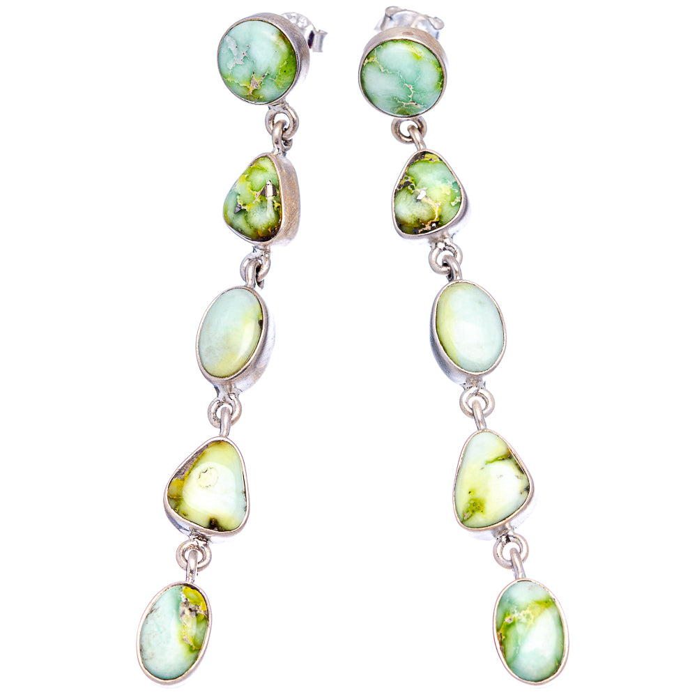 Exclusive Sonoran Gold Turquoise Earrings 3 1/8" (.925 Sterling Silver)