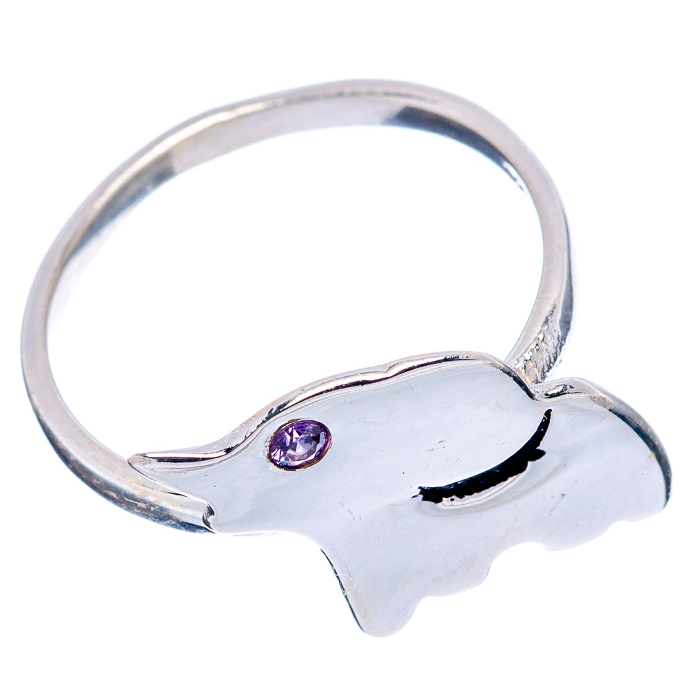 Amethyst Elephant Dainty Ring Size 6.75 (.925 Sterling Silver)