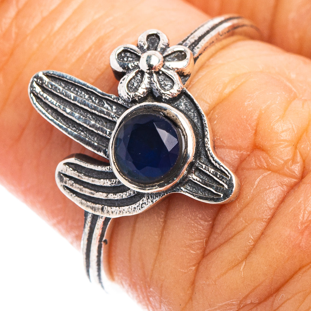 Blue Quartz Cactus Dainty Ring Size 6 (.925 Sterling Silver)
