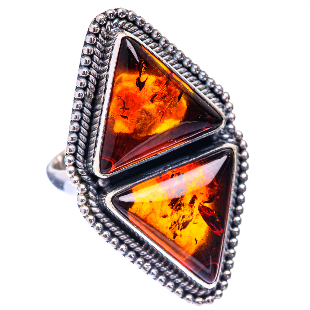 Large Baltic Amber Ring Size 6.5 (925 Sterling Silver) R140789
