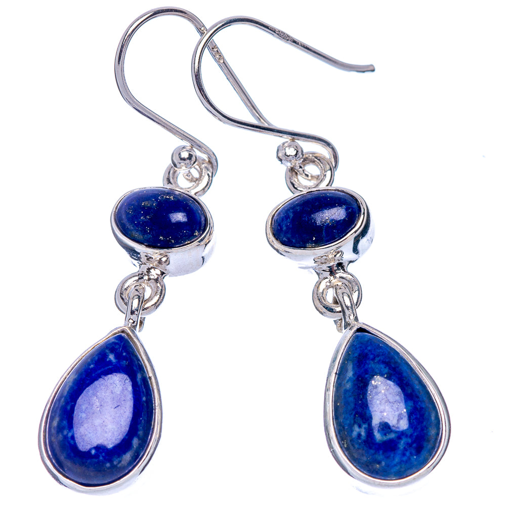 Lapis Lazuli Skull Earrings 1 5/8" (925 Sterling Silver) E433404