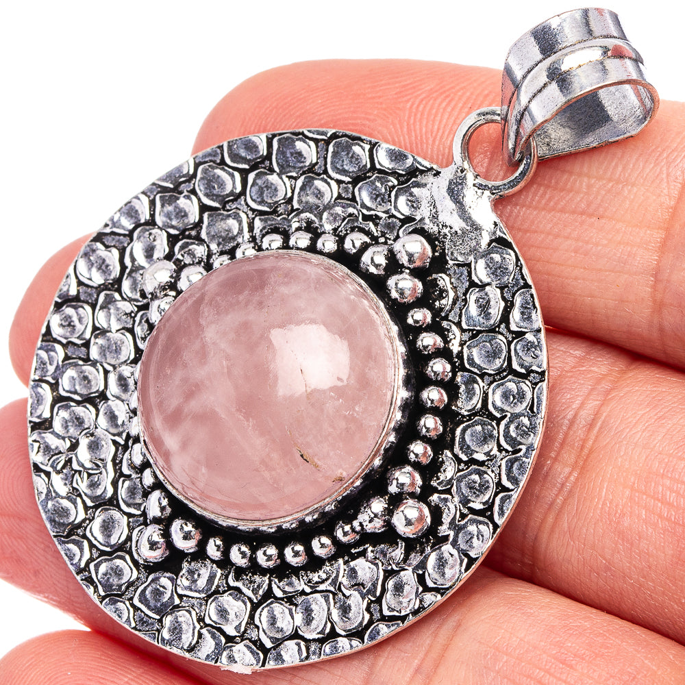 Rose Quartz Pendant 2 1/8" (German Silver)