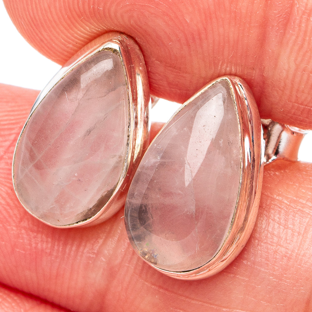 Rose Quartz Earrings 5/8" (.925 Sterling Silver)