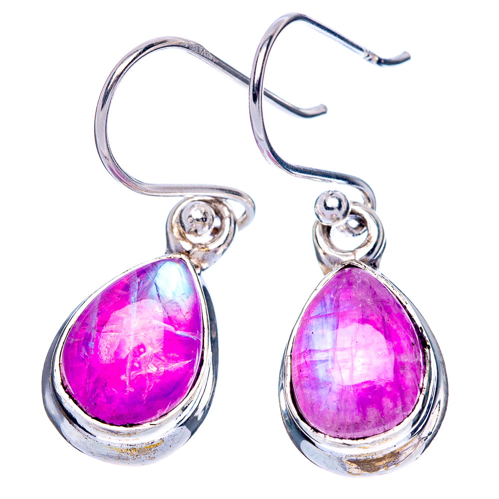 Pink Moonstone Earrings 1 1/8" (925 Sterling Silver) E1364