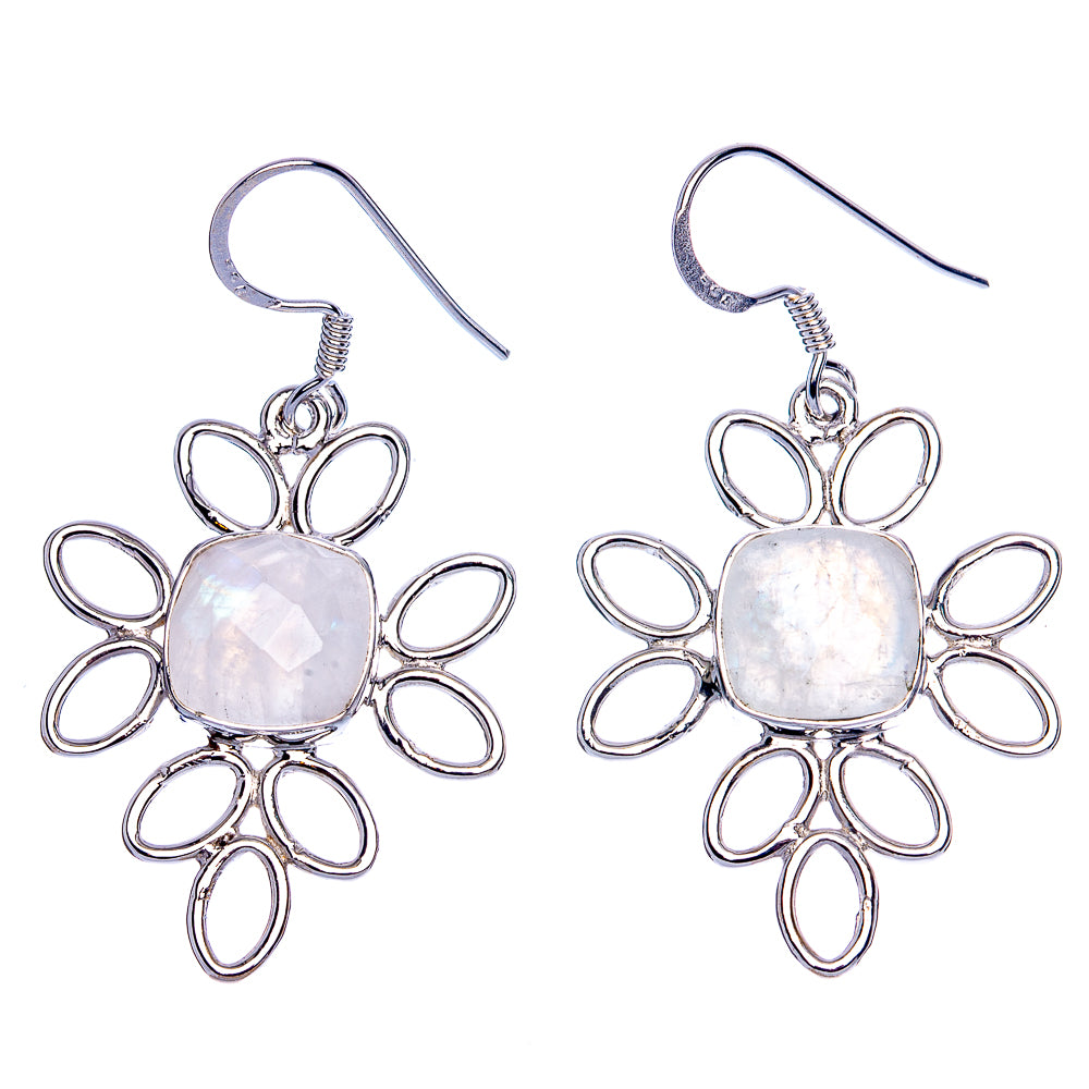 Premium Rainbow Moonstone Earrings 1 3/4" (925 Sterling Silver) E1182