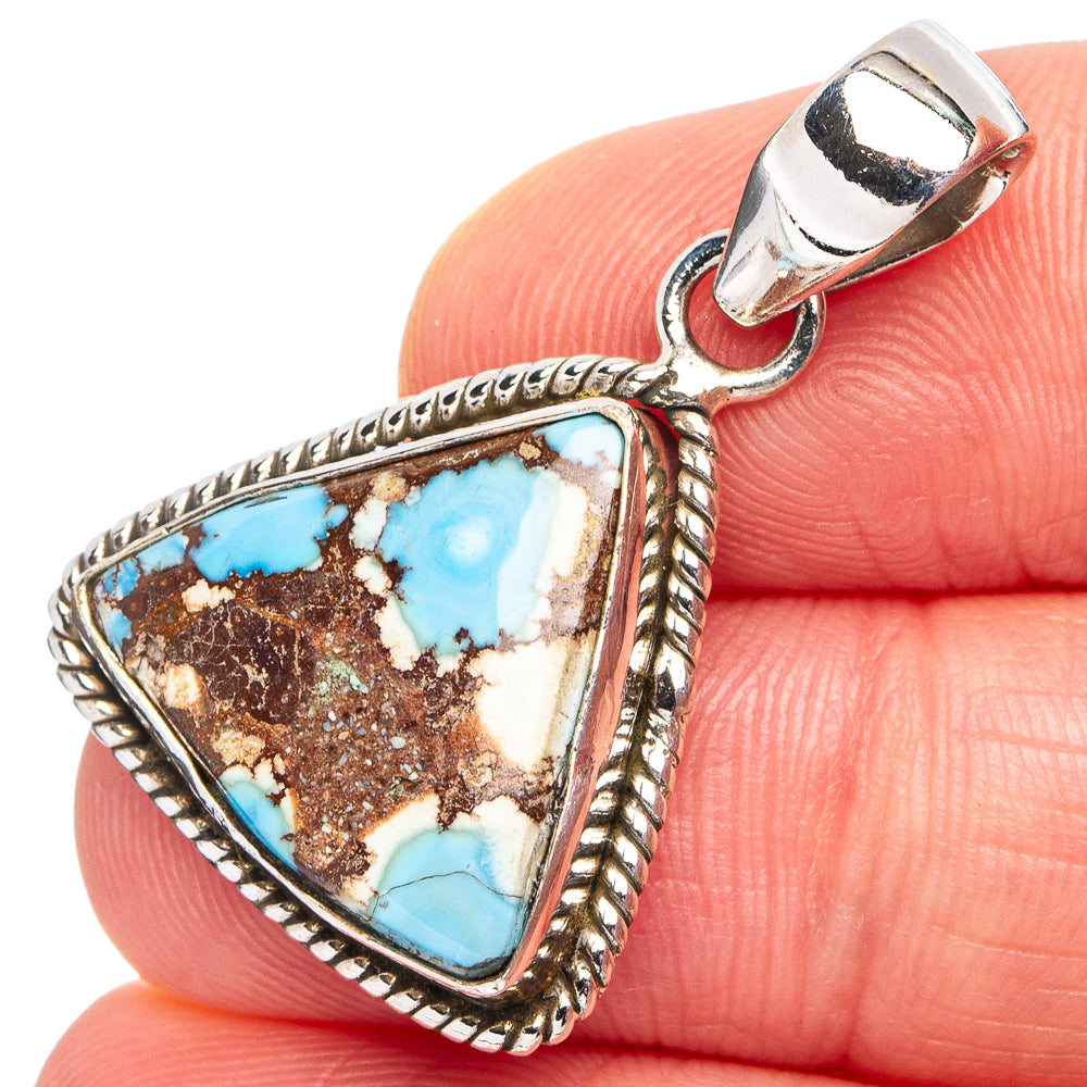 Rare Golden Hills Turquoise Pendant 1 1/4" (.925 Sterling Silver)