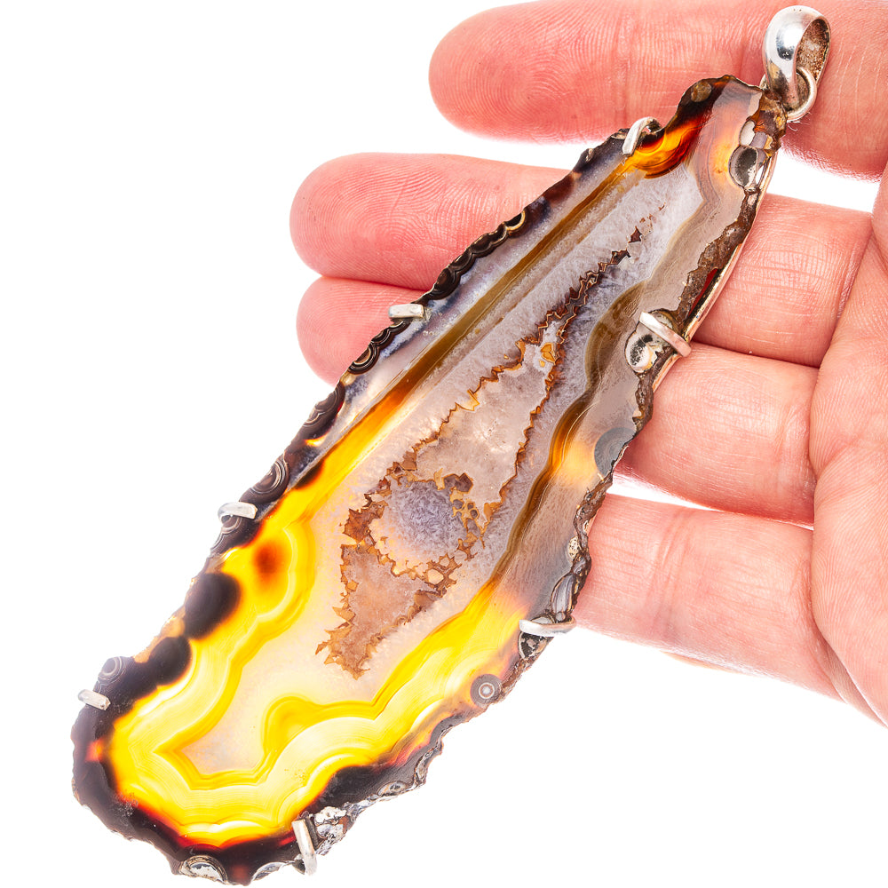Gigantic Agate  Slice 4 5/8" Pendant (925 Sterling Silver) P40002