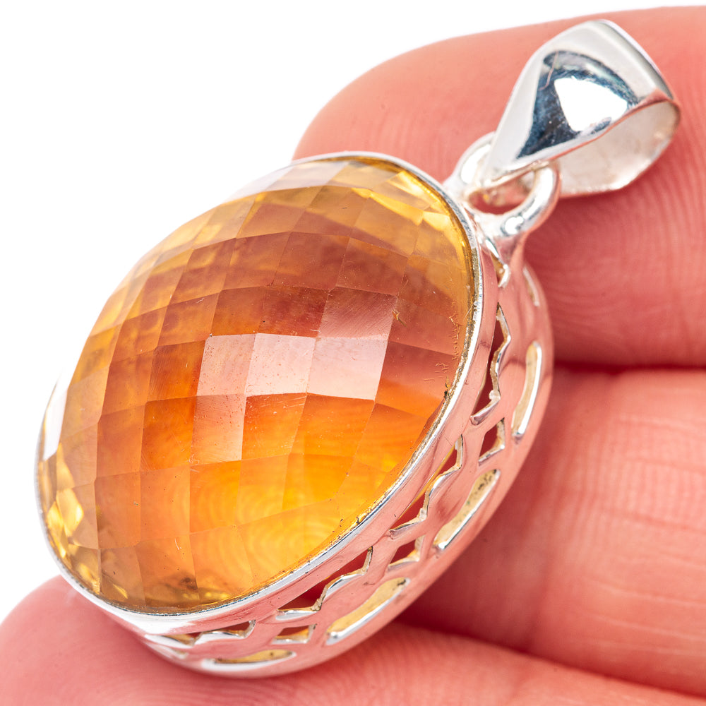 Faceted Premium Citrine Pendant 1 3/8" (925 Sterling Silver) P39877