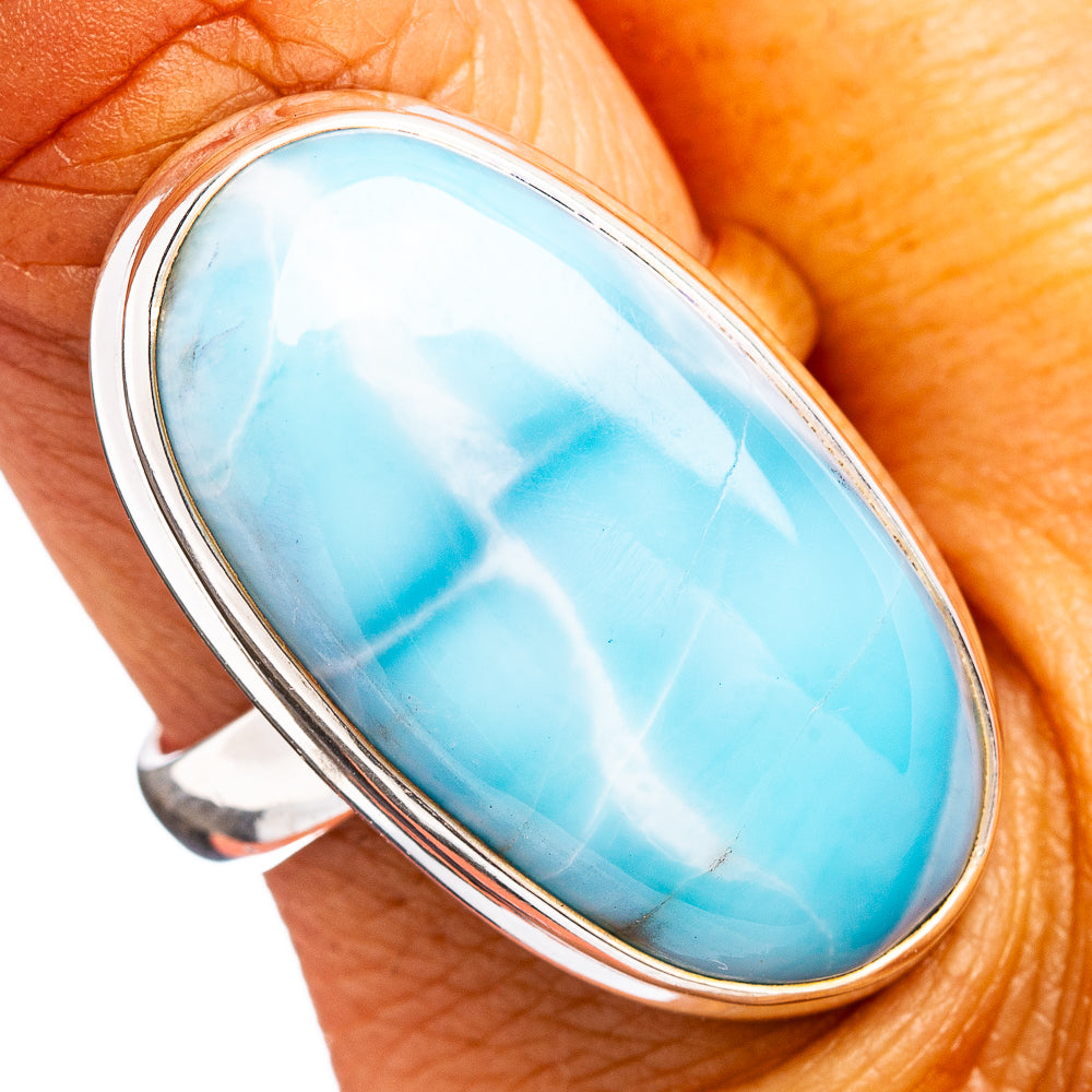 Premium Larimar Ring Size 9 (.925 Sterling Silver)