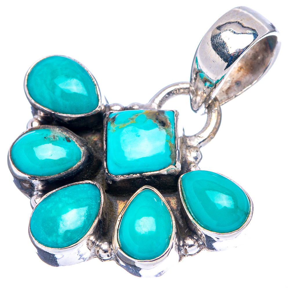 Rare Kingman Turquoise Pendant 1 1/8" (.925 Sterling Silver)