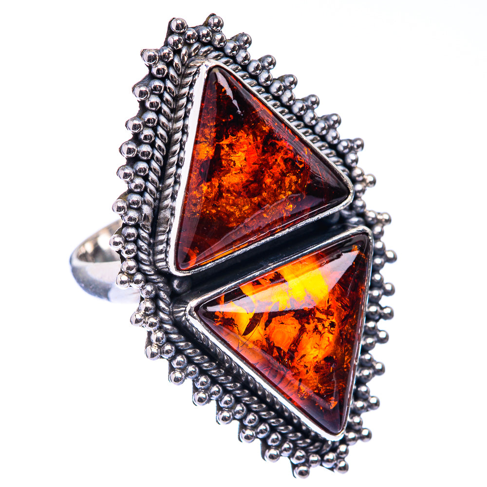 Large Baltic Amber Ring Size 7.5 (925 Sterling Silver) R141200
