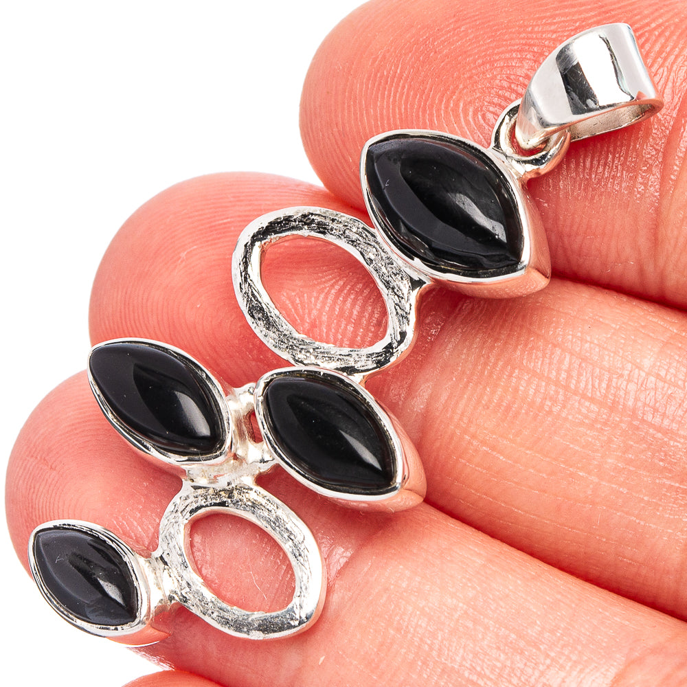 Black Onyx 925 Sterling Silver Premium Pendants 1 5/8" (925 Sterling Silver) P43736