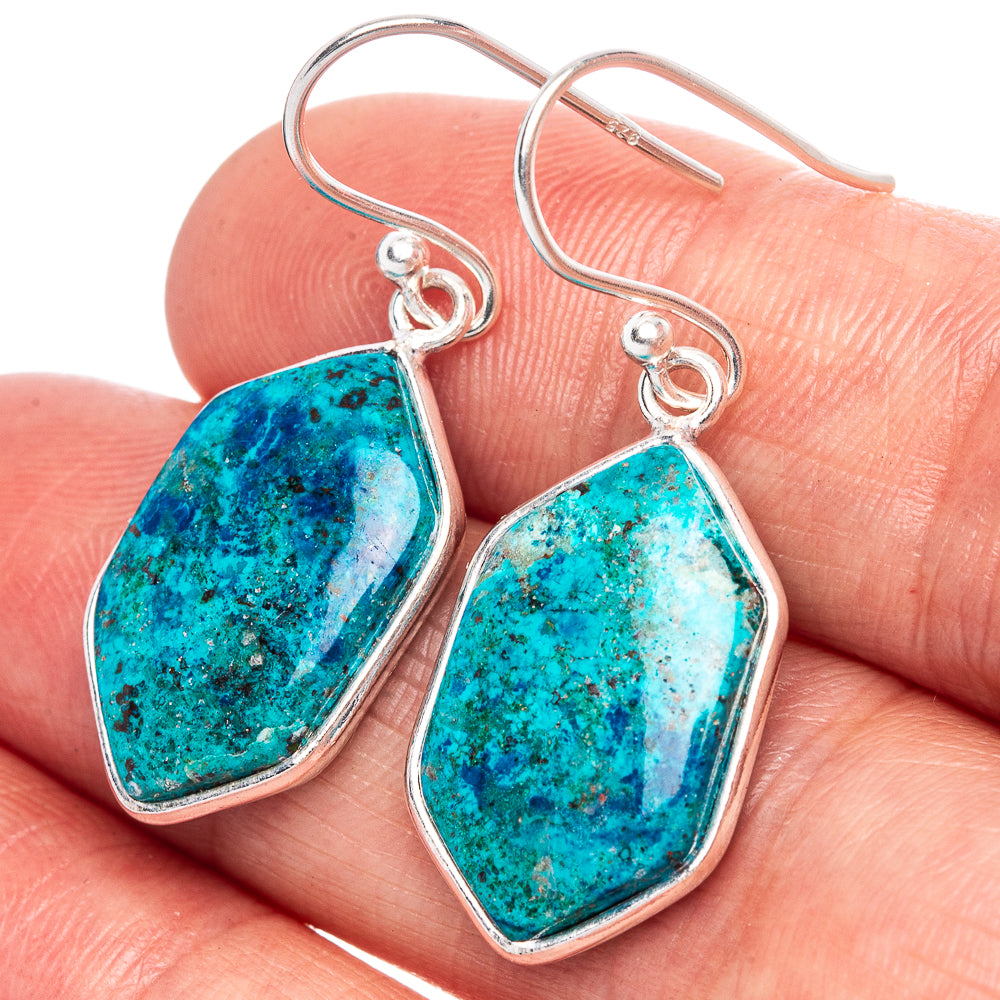 Shattuckite Earrings 1 3/8" (925 Sterling Silver) E1132
