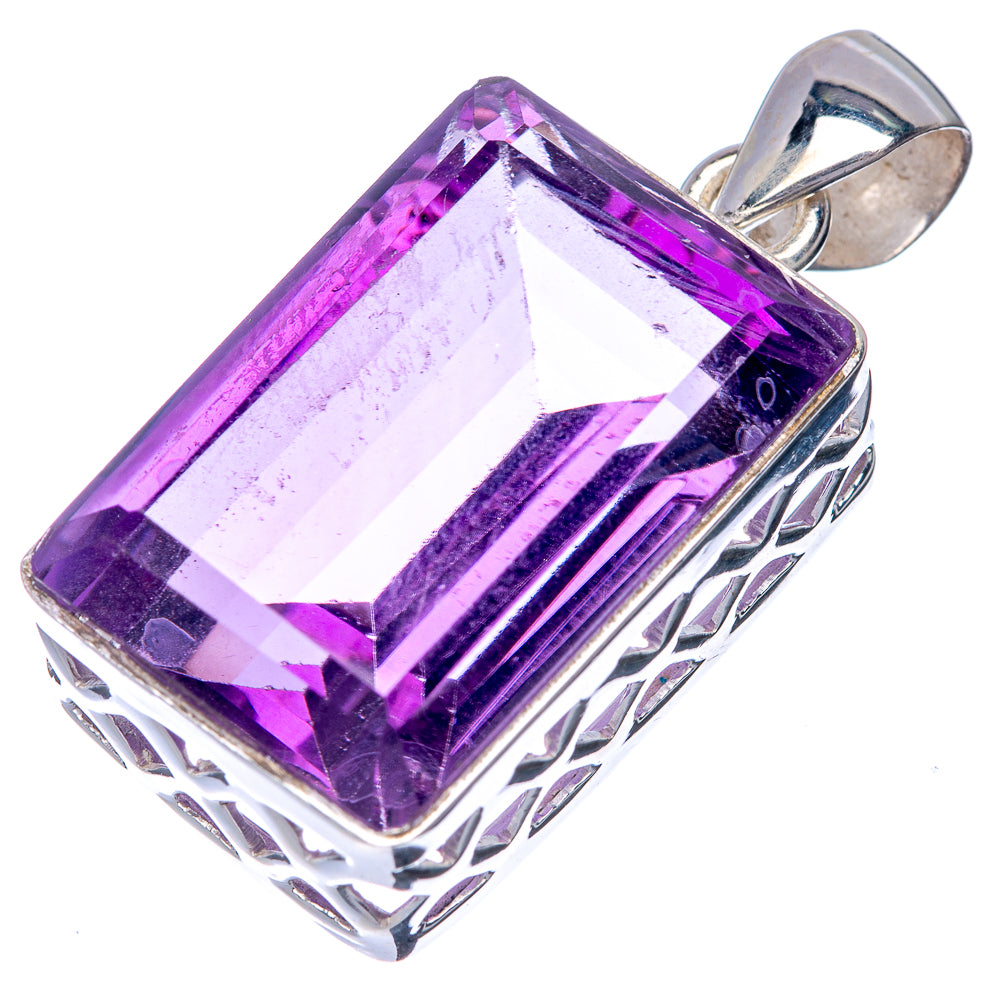 Faceted Premium Amethyst Pendant 1 3/8" (925 Sterling Silver) P39874