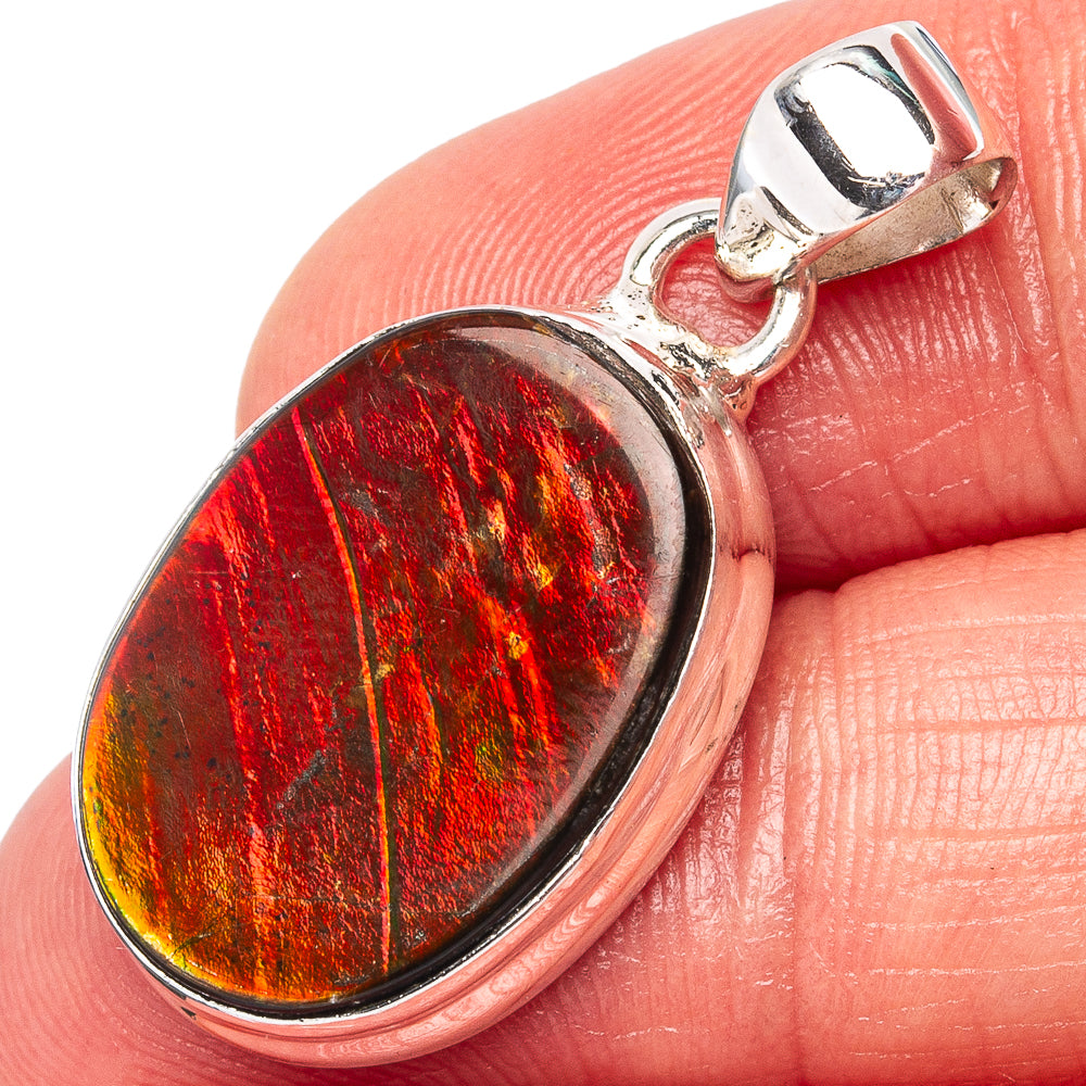 Rare Canadian Ammolite Pendant 1 1/4" (.925 Sterling Silver)