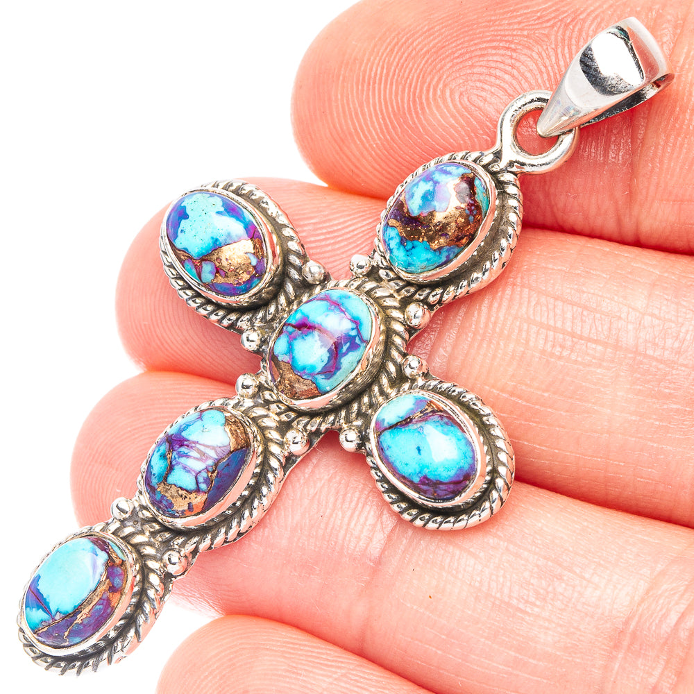 Purple Copper Composite Turquoise Pendant 2 1/8" (925 Sterling Silver) P43904