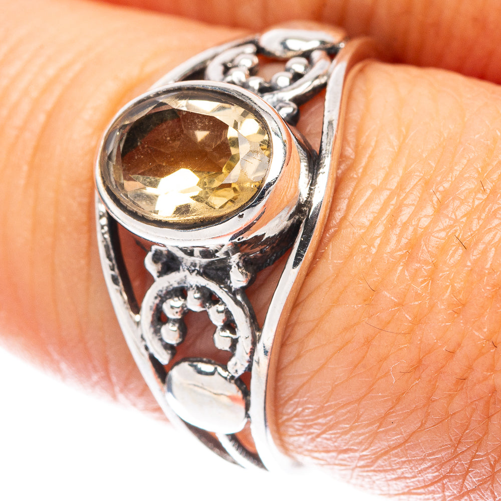 Faceted Citrine Dainty Ring Size 7.75 (925 Sterling Silver) R6033