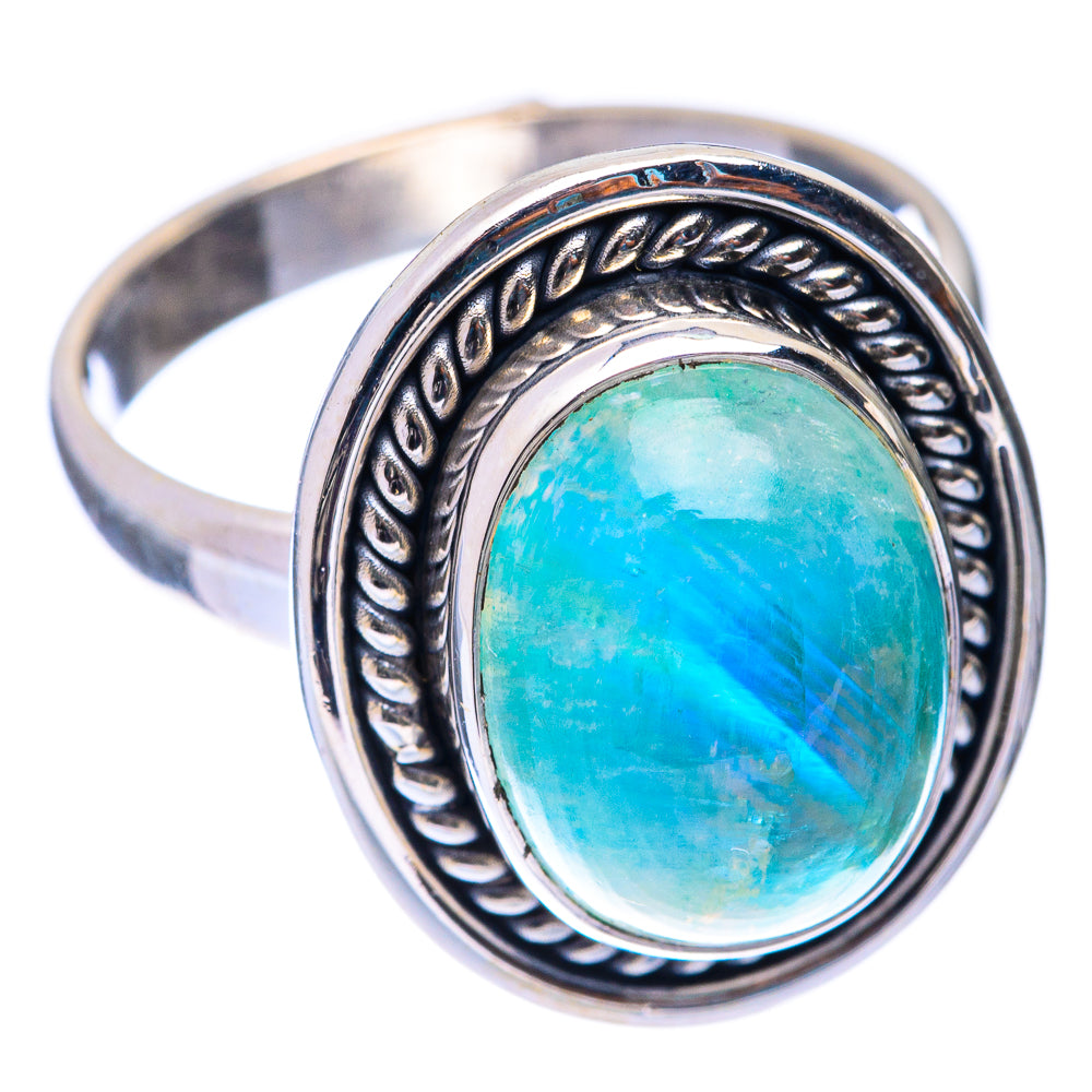 Green Moonstone Ring Size 8 (925 Sterling Silver) R141082