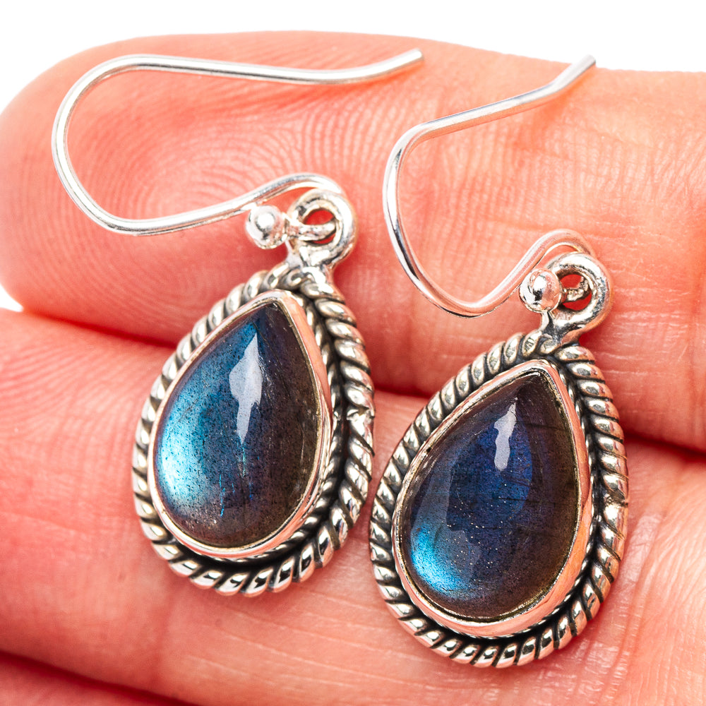 Labradorite Earrings 1 1/8" (.925 Sterling Silver)