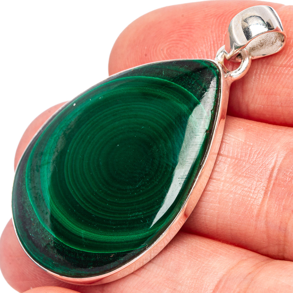 Malachite Pendant 1 3/4" (925 Sterling Silver) P43081