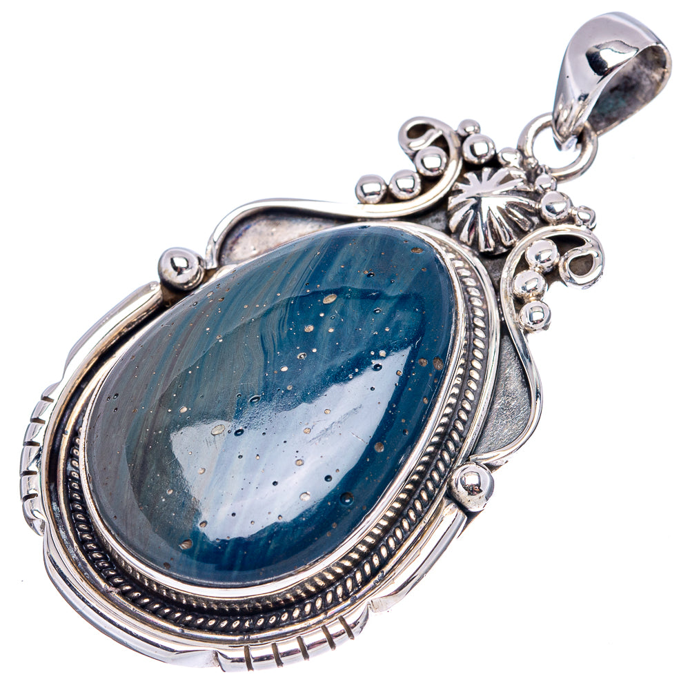 Premium Blue Slag Pendant 2 1/8" (.925 Sterling Silver)