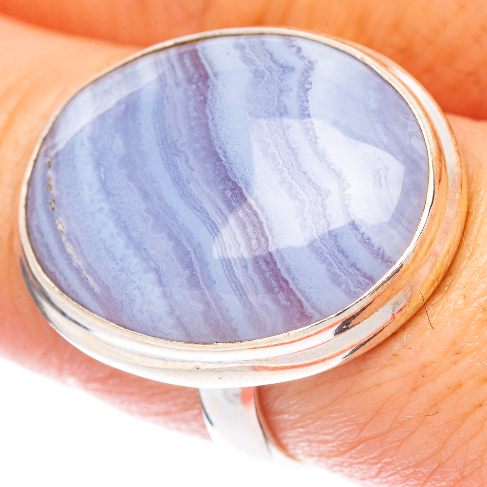 Blue Lace Agate Ring Size 8.25 (925 Sterling Silver) R1669