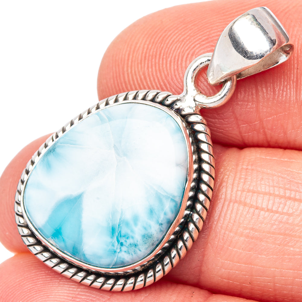 Larimar 925 Sterling Silver Pendant 1 1/4" (925 Sterling Silver) P42683