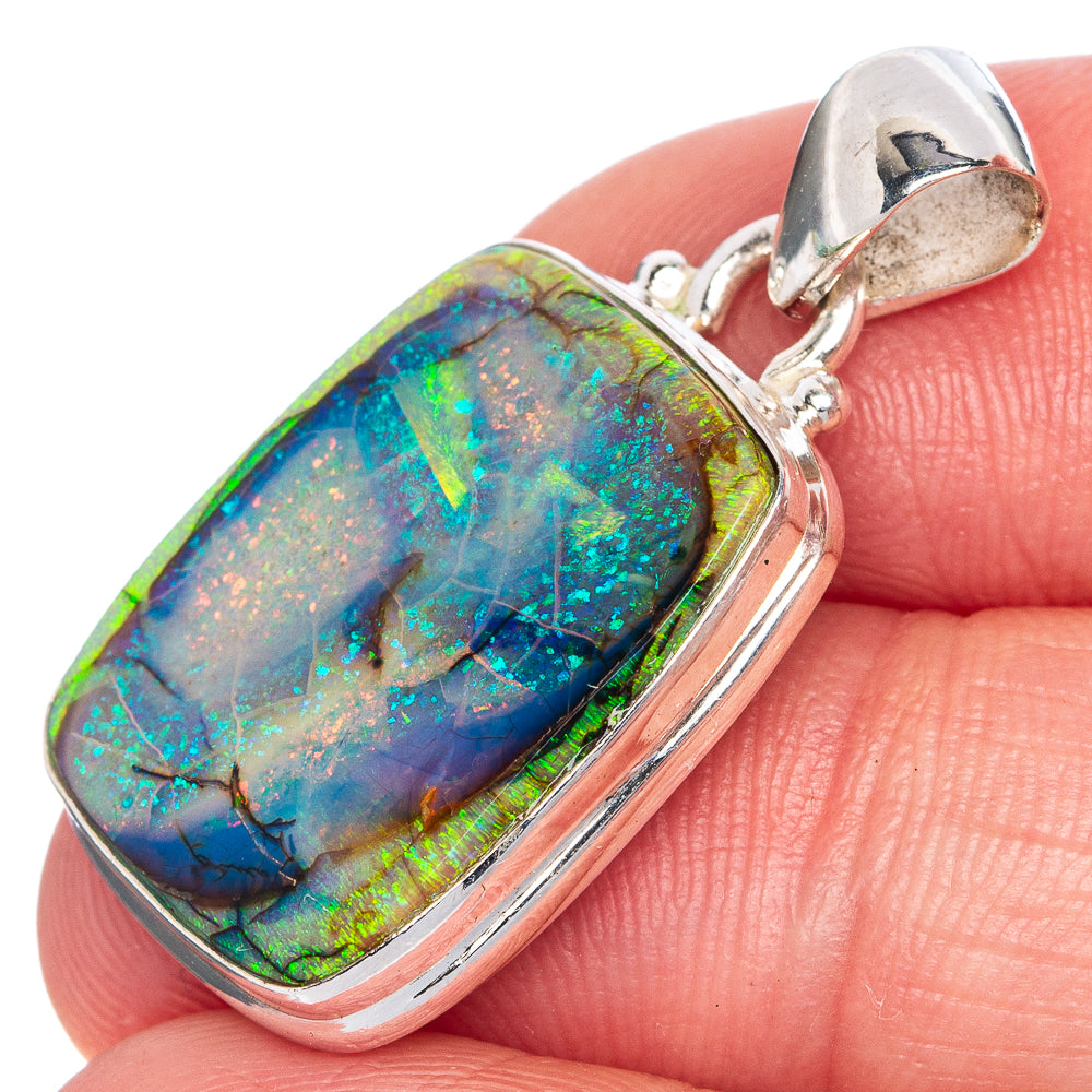 Rare Sterling Opal Pendant 1 1/4" (925 Sterling Silver) P40695