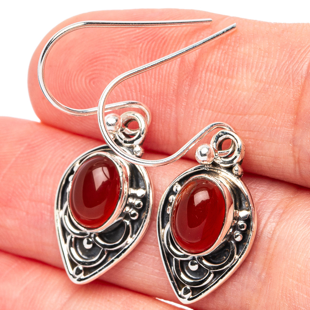 Carnelian Earrings 1 1/4" (925 Sterling Silver) E2943
