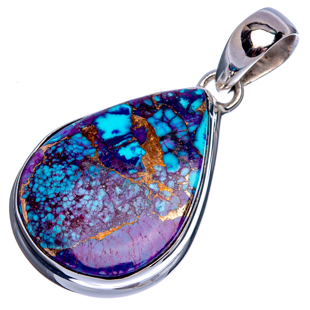 Purple Copper Composite Turquoise Pendant 1 5/8" (925 Sterling Silver) P40378