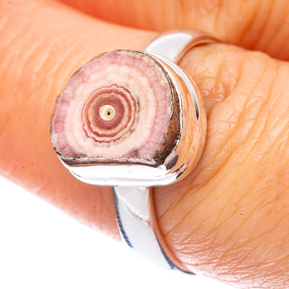 Rare Rhodochrosite Stalactite Ring Size 7.5 (925 Sterling Silver) R2986