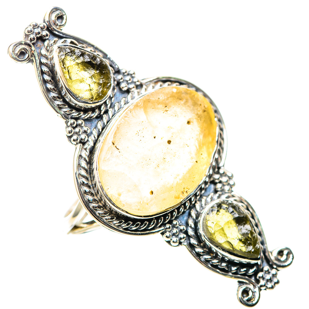 Signature Large Libyan Desert Glass, Czech Moldavite Ring Size 9 (925 Sterling Silver) RING138283