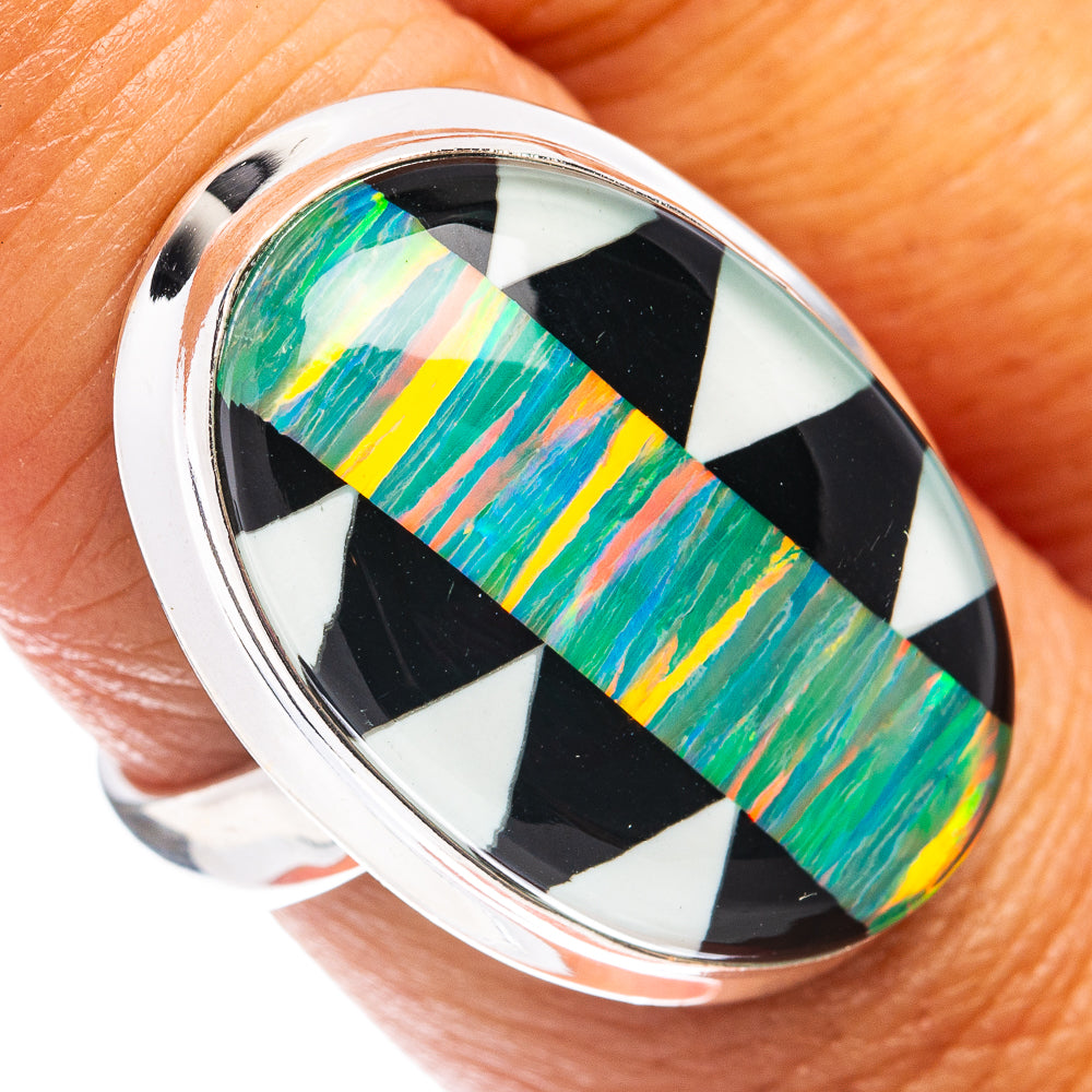 Premium Aura Opal Ring Size 8 (.925 Sterling Silver)