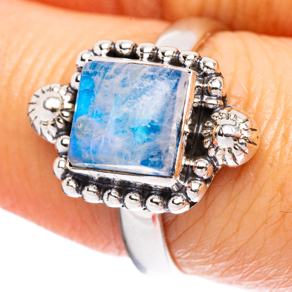 Rainbow Moonstone Ring Size 8.25 (925 Sterling Silver) R3757