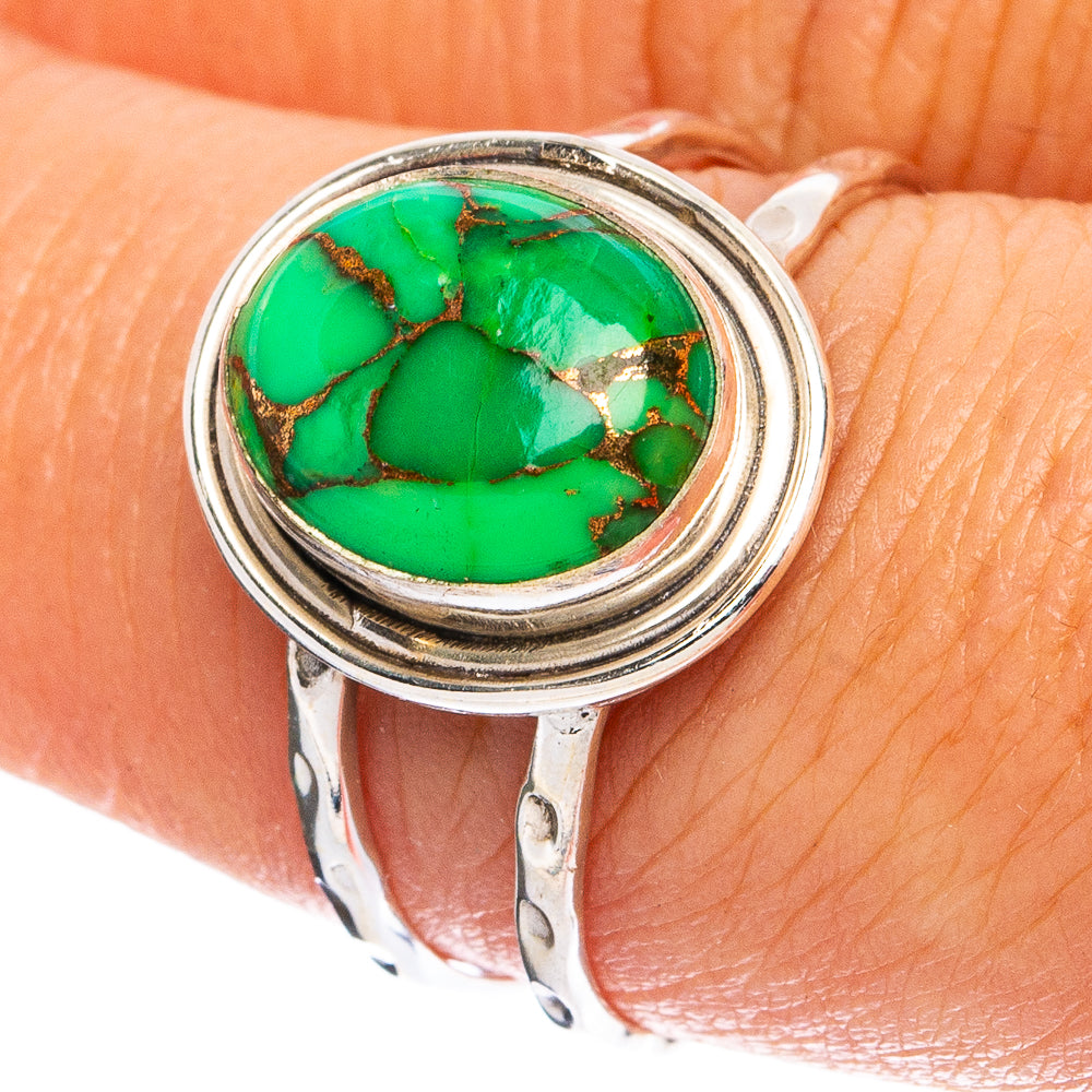 Green Copper Composite Turquoise Ring Size 8.25 (925 Sterling Silver) R8297