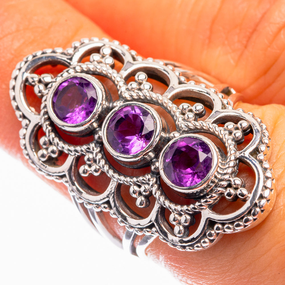 Faceted Amethyst Ring Size 6.25 (925 Sterling Silver) R142107