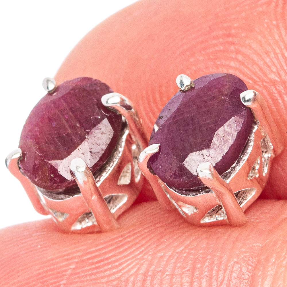 Red Sillimanite Dainty Earrings 1/4" (925 Sterling Silver) E2048
