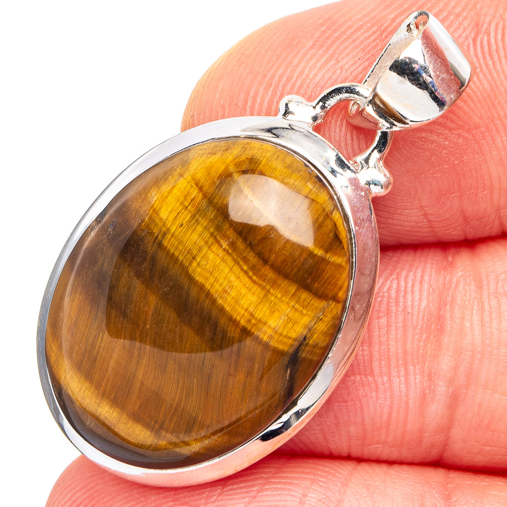 Tiger Eye Pendant 1 3/8" (.925 Sterling Silver)