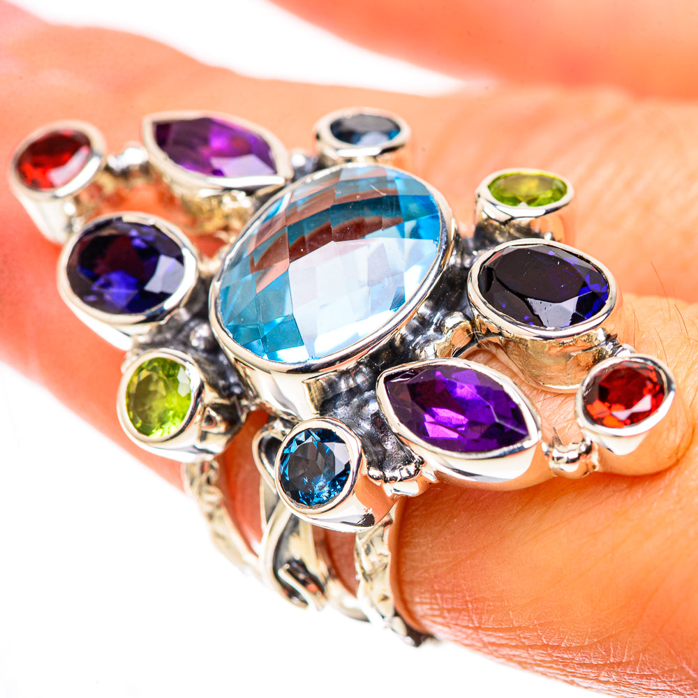 Signature Large Blue Topaz, Amethyst, Tanzanite, Garnet, Peridot Ring Size 7 (925 Sterling Silver) RING138138