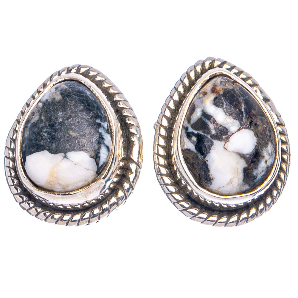 White Buffalo Turquoise Earrings 1/2" (.925 Sterling Silver)