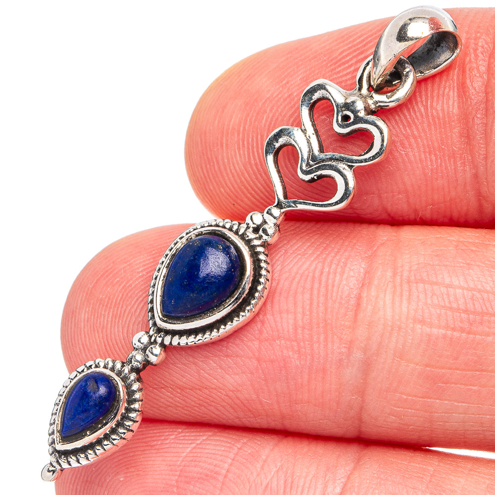 Lapis Lazuli Heart Pendant 1 3/4" (925 Sterling Silver) P45523