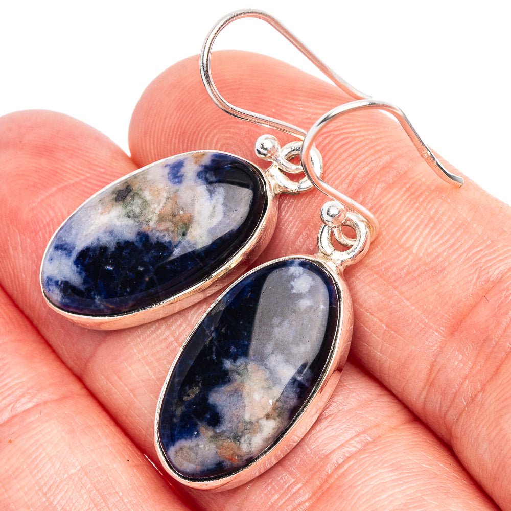 Sodalite Earrings 1 3/8" (925 Sterling Silver) E1865
