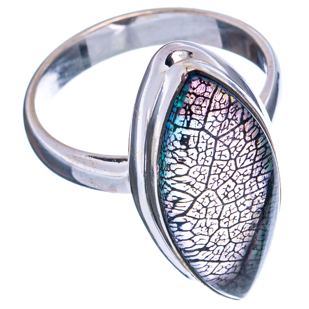 Rare Leaf Aurora Opal Ring Size 7 (.925 Sterling Silver)