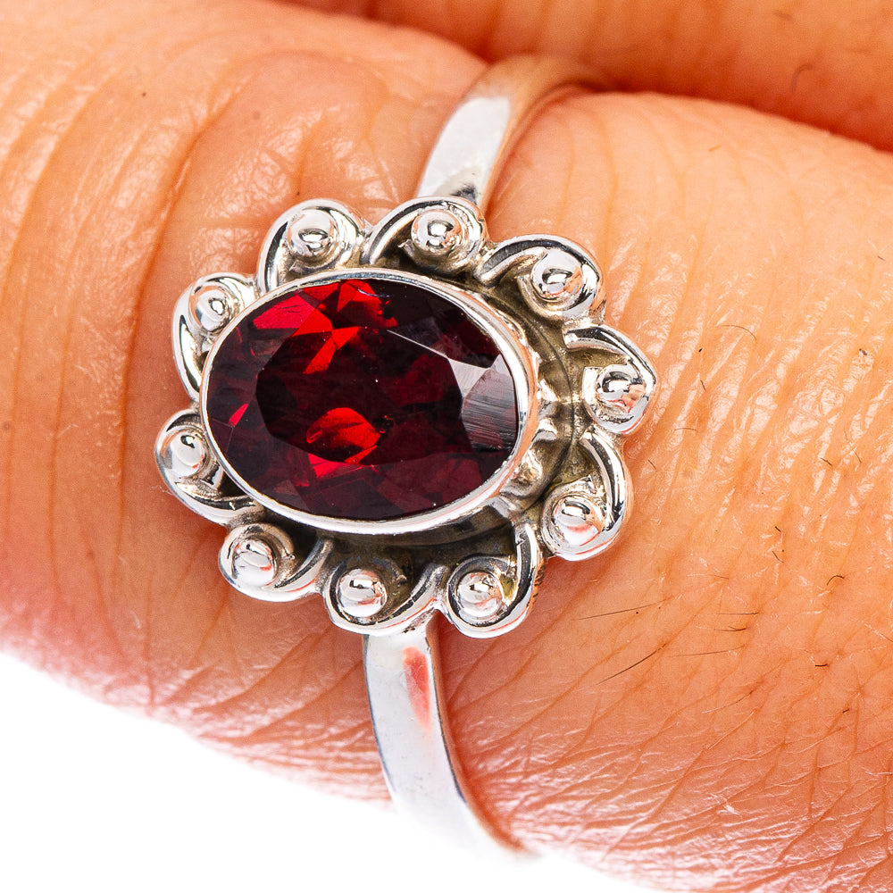 Garnet Dainty Ring Size 8.5 (925 Sterling Silver) R147205