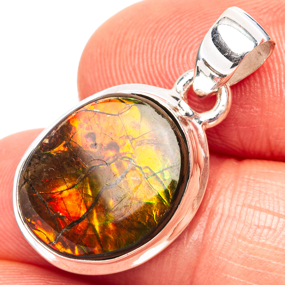 Premium Canadian Ammolite Pendant 1 1/8" (.925 Sterling Silver)