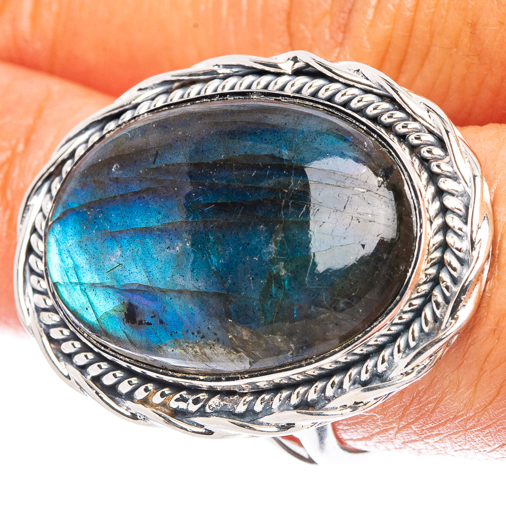 Huge Labradorite Ring Size 8.25 (925 Sterling Silver) R7017