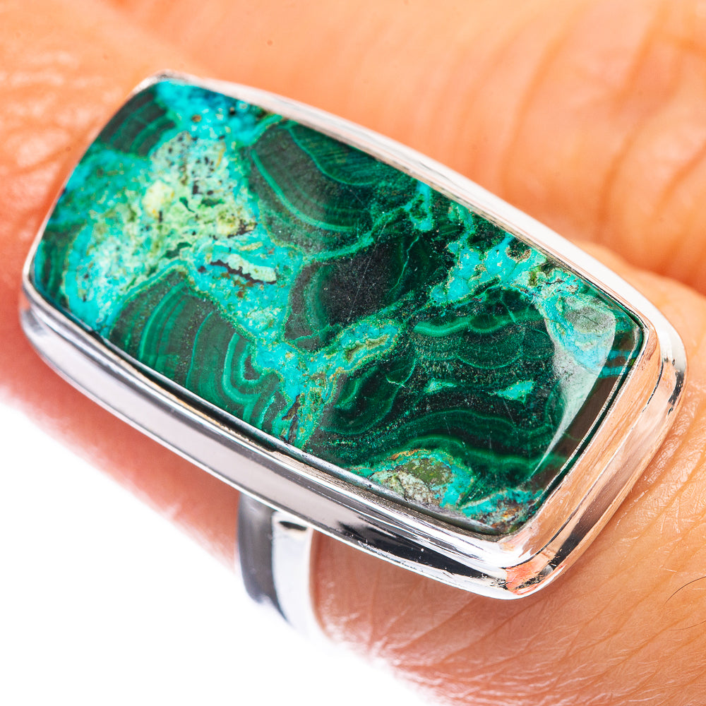 Malachite In Chrysocolla 925 Sterling Silver Ring Size 6.25