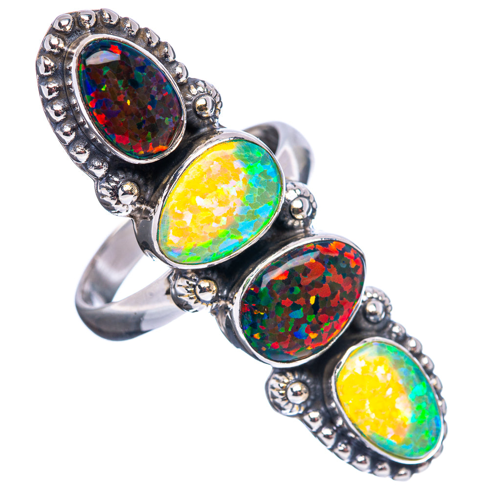 Premium Synthetic Opal Ring Size 8 (.925 Sterling Silver)