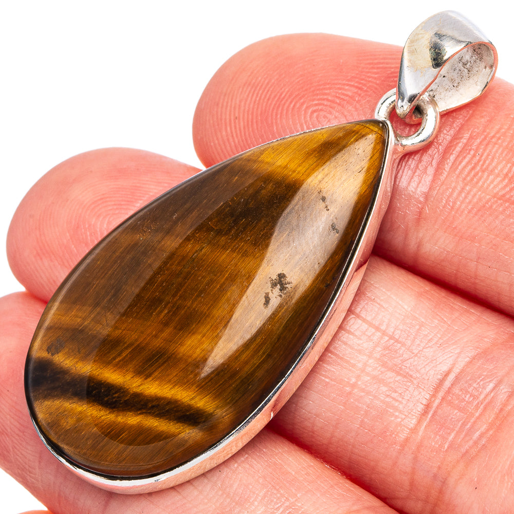 Tiger Eye Pendant 1 3/4" (925 Sterling Silver) P43334