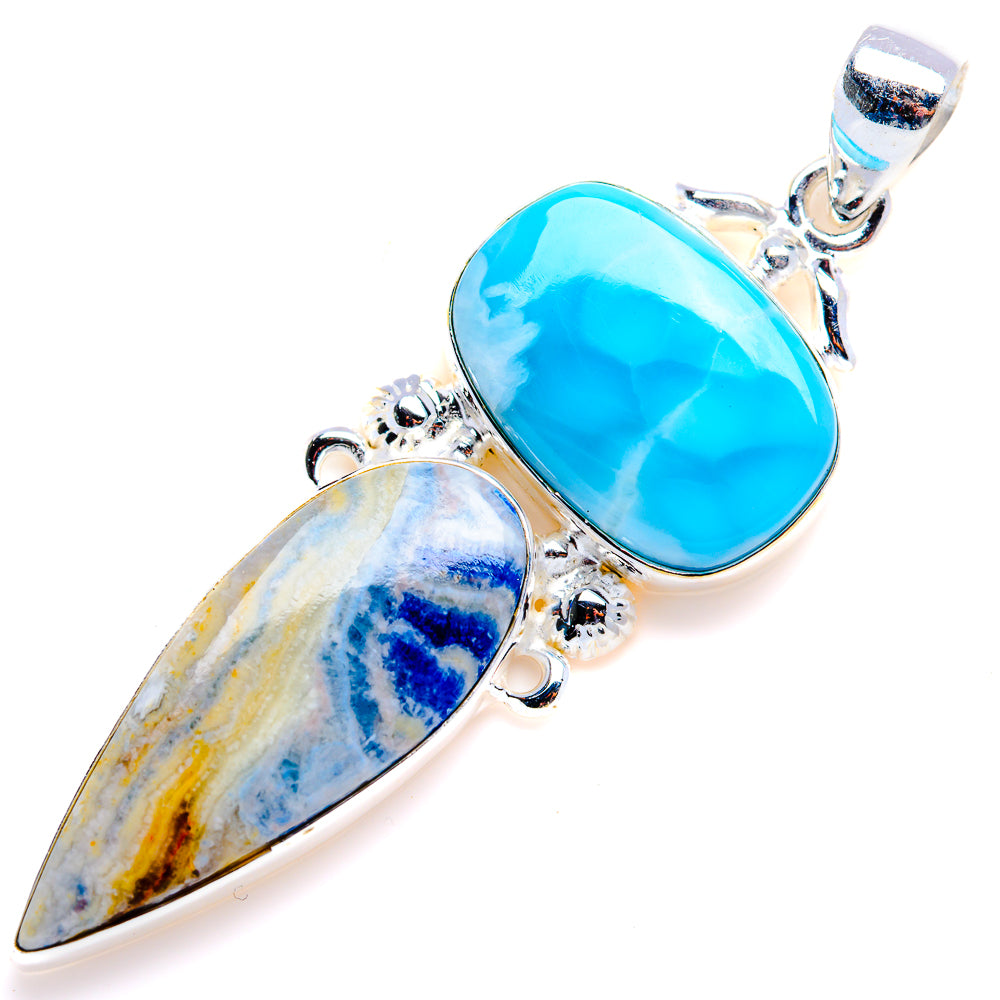 Blue Scheelite, Larimar Pendant 2 1/2" (925 Sterling Silver) PD38270